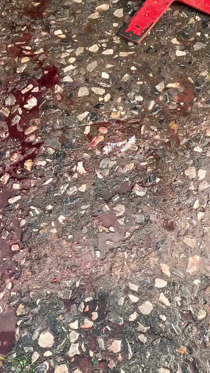 피로 얼룩진 거리를 점진적으로 청소하는