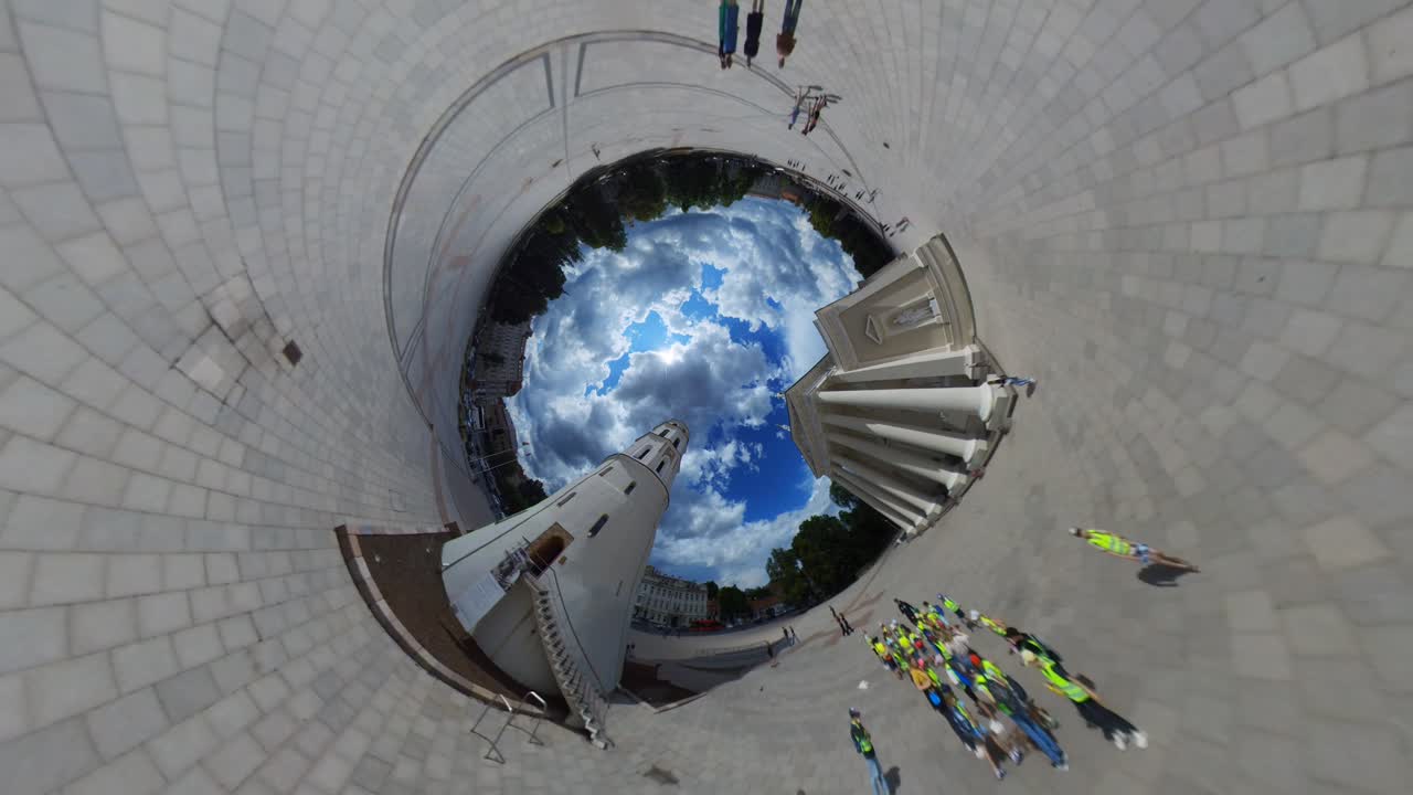 360° Panoramic View of Vilnius Cathedral and Gediminas' Tower