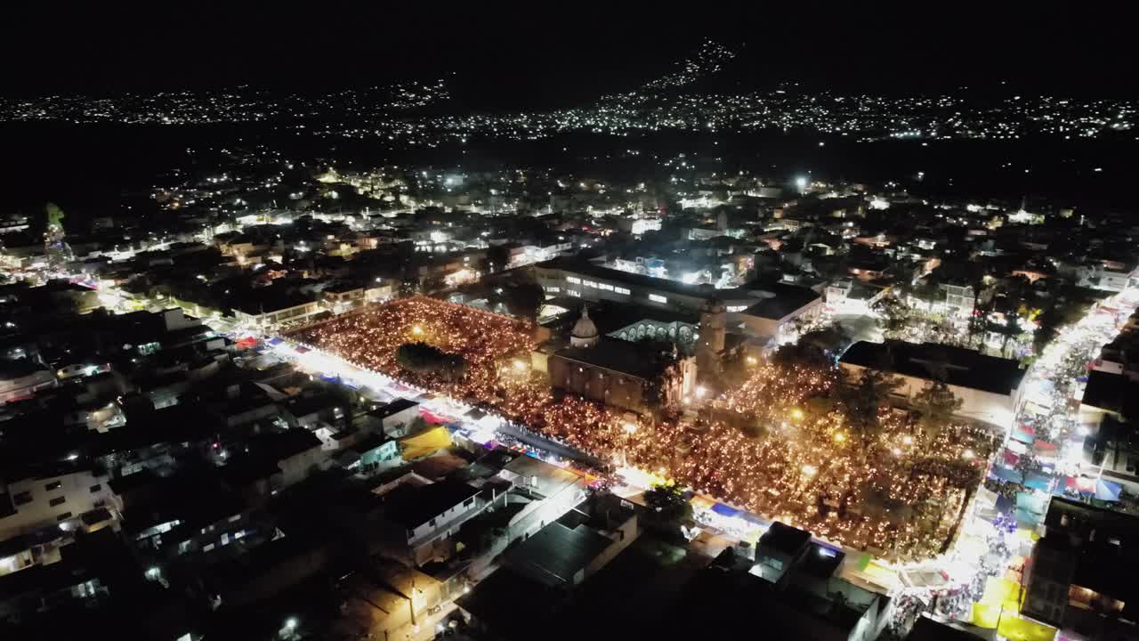 Mixquic's Luminous Night of Dia de Muertos from Above, Mexico
