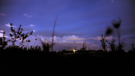 timelapse from evening to night, stars appear in the sky