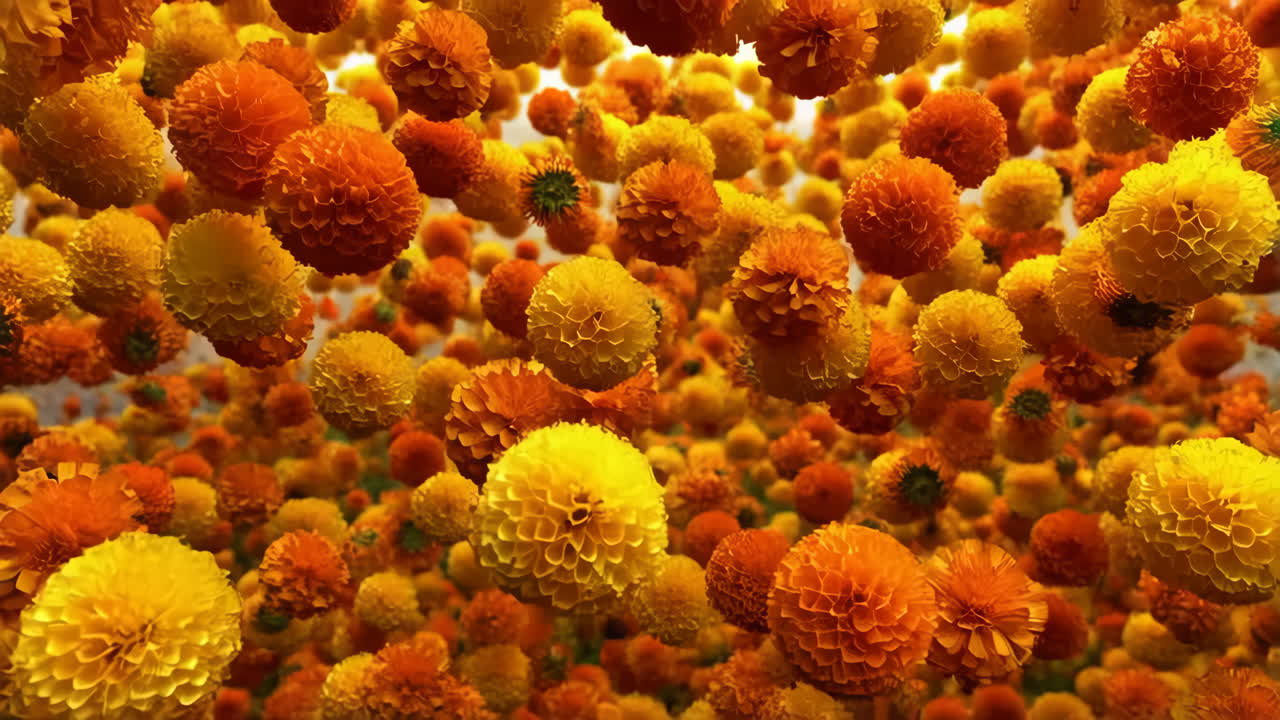 Vibrant Orange and Yellow Marigold Flowers Background