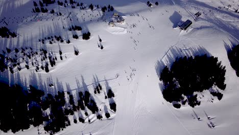 aerial view of a ski slope in a ski resort in the tyrolean alps in austria