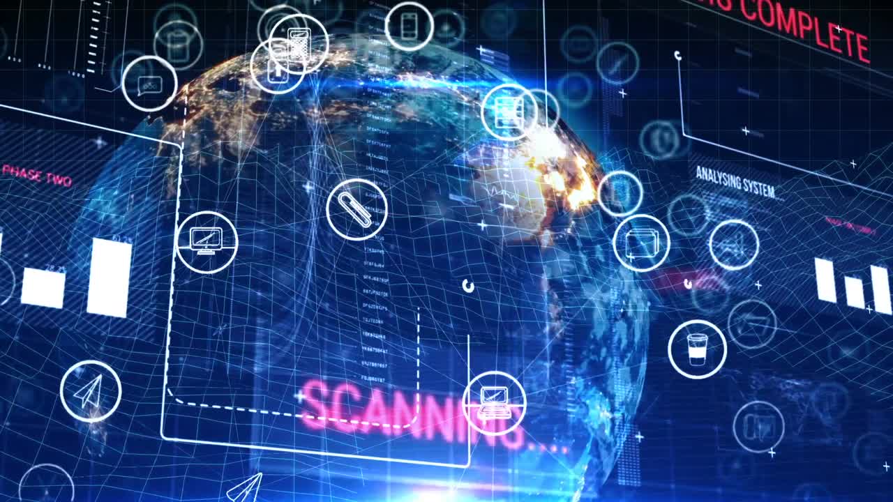 지구를 배경으로 한 디지털 코드