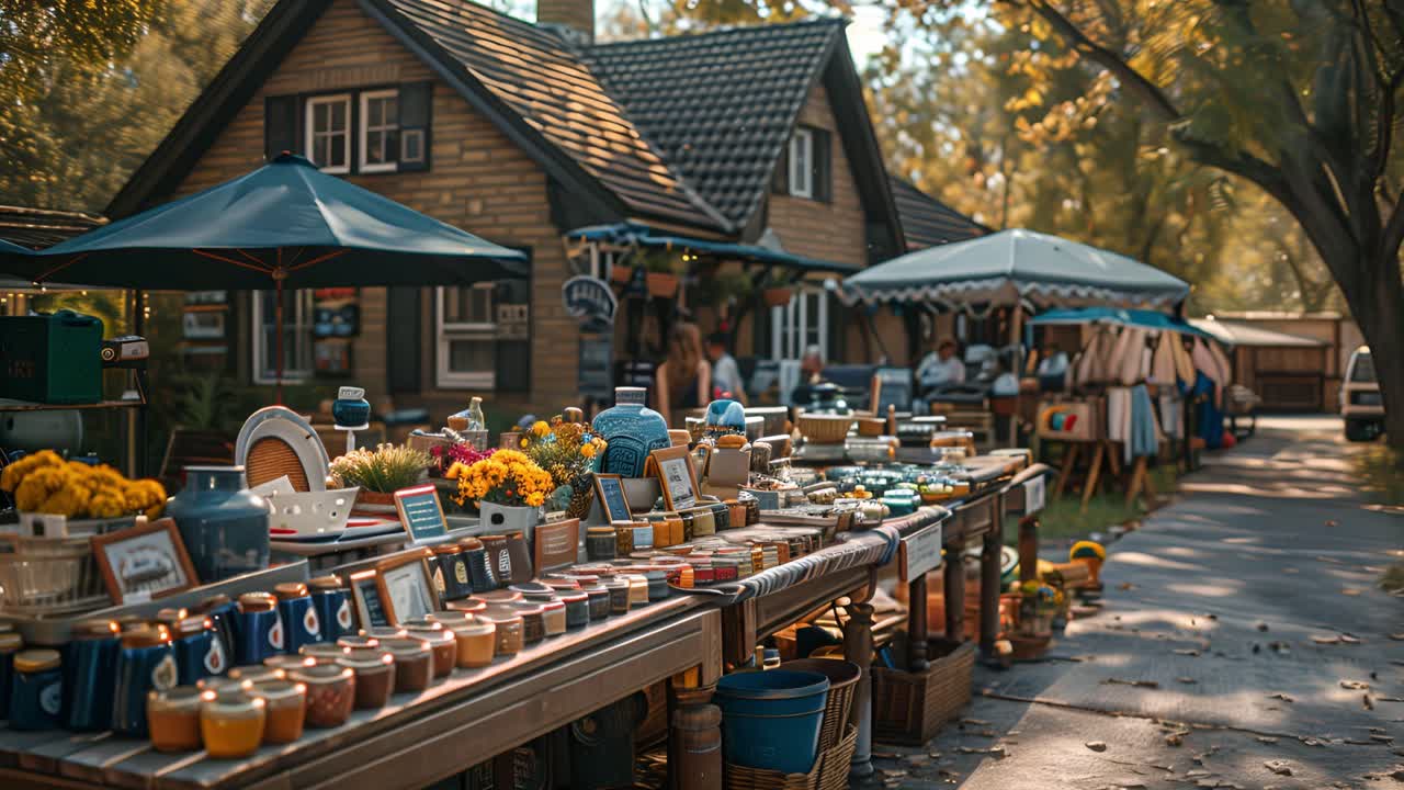 Vibrant Outdoor Market Stalls in a Rustic Setting