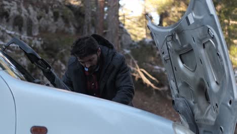 avería del coche en el bosque