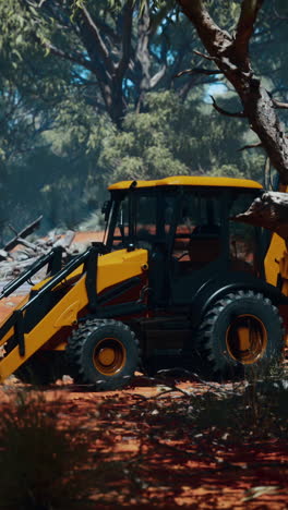 excavadora amarilla en un bosque