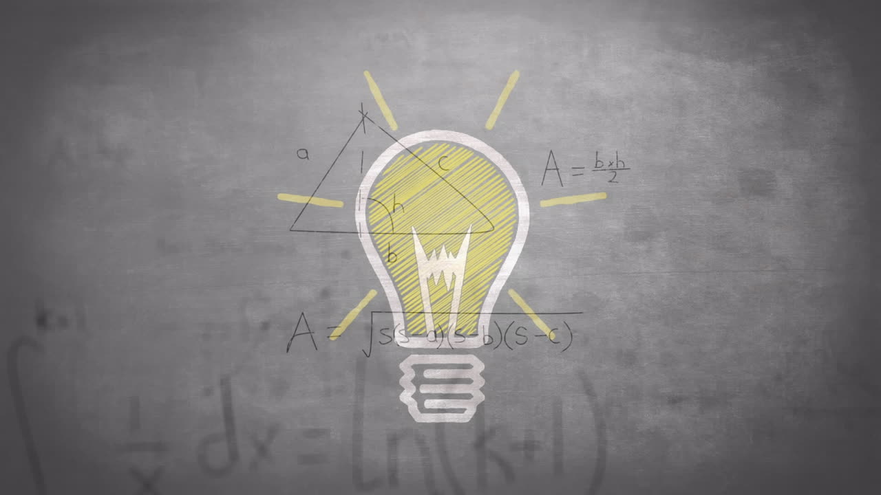 animación de una bombilla sobre ecuaciones matemáticas