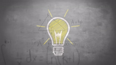 animación de una bombilla sobre ecuaciones matemáticas