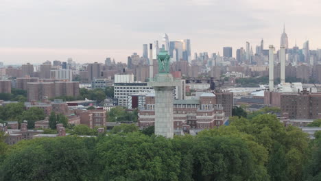aerial view of the prison ship martyrs monument. shot on an overcast summer morning in fort greene park, brooklyn.