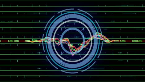 animación del escaneo del alcance y el procesamiento de datos financieros