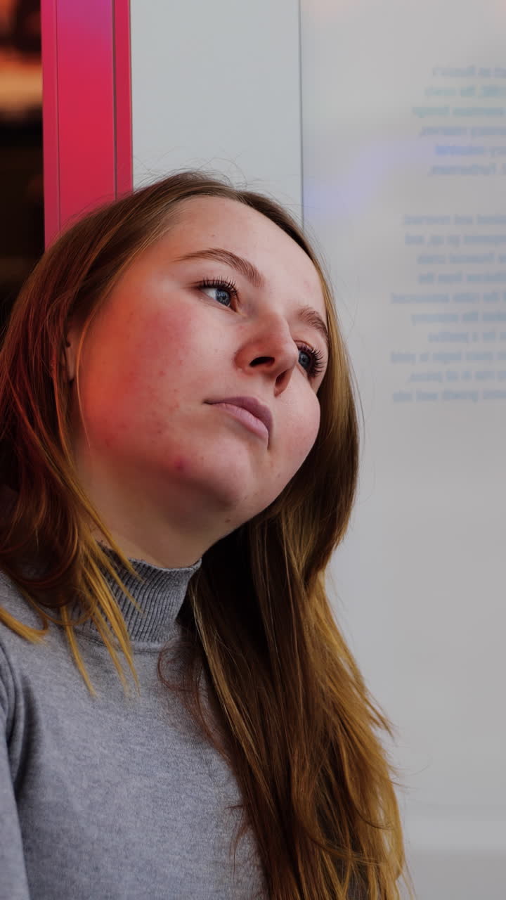 una mujer que parece pensativa.