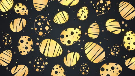 golden easter eggs with patterns on a black background. looped spring animation screensaver.