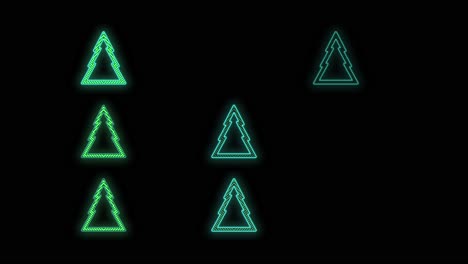 Green Christmas trees pattern with neon light