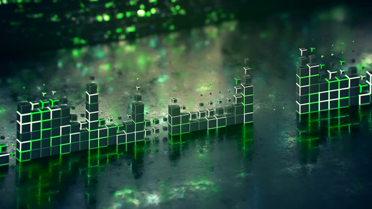 barras verdes de equalizador de música loop sem costura animação de renderização 3d