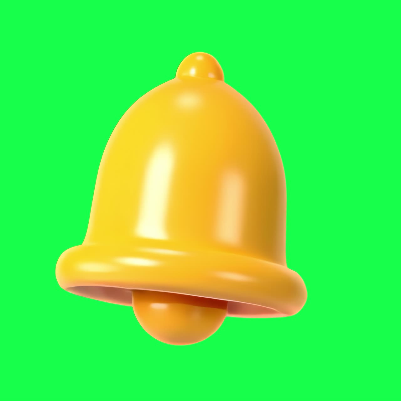 Cute 3d bell animation, transparent 4K video, green screen