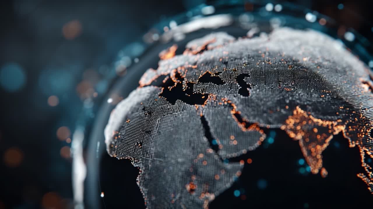 A Stunning Visualization of Earth from Space Highlighting Geographic Patterns and Urban Areas Through a Dotted Earth Model with Colorful Light Points Representing Cities