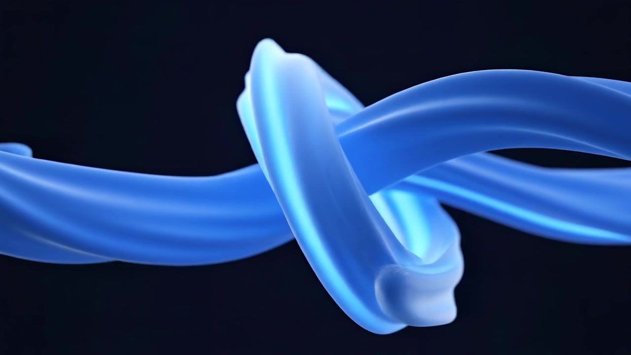 Nastro liquido blu astratto che si attorciglia e si annoda