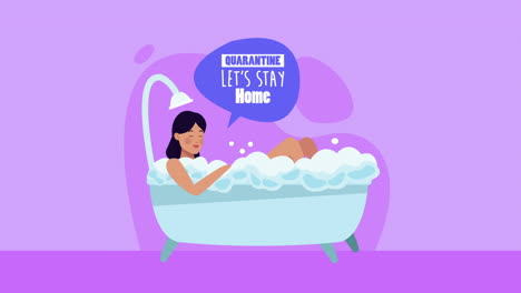 campaña de quedarse en casa con una mujer en la bañera