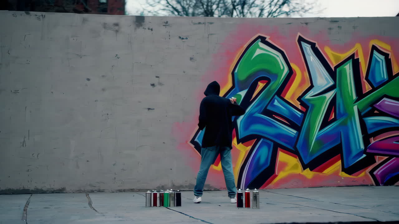 L'artista del graffiti al lavoro