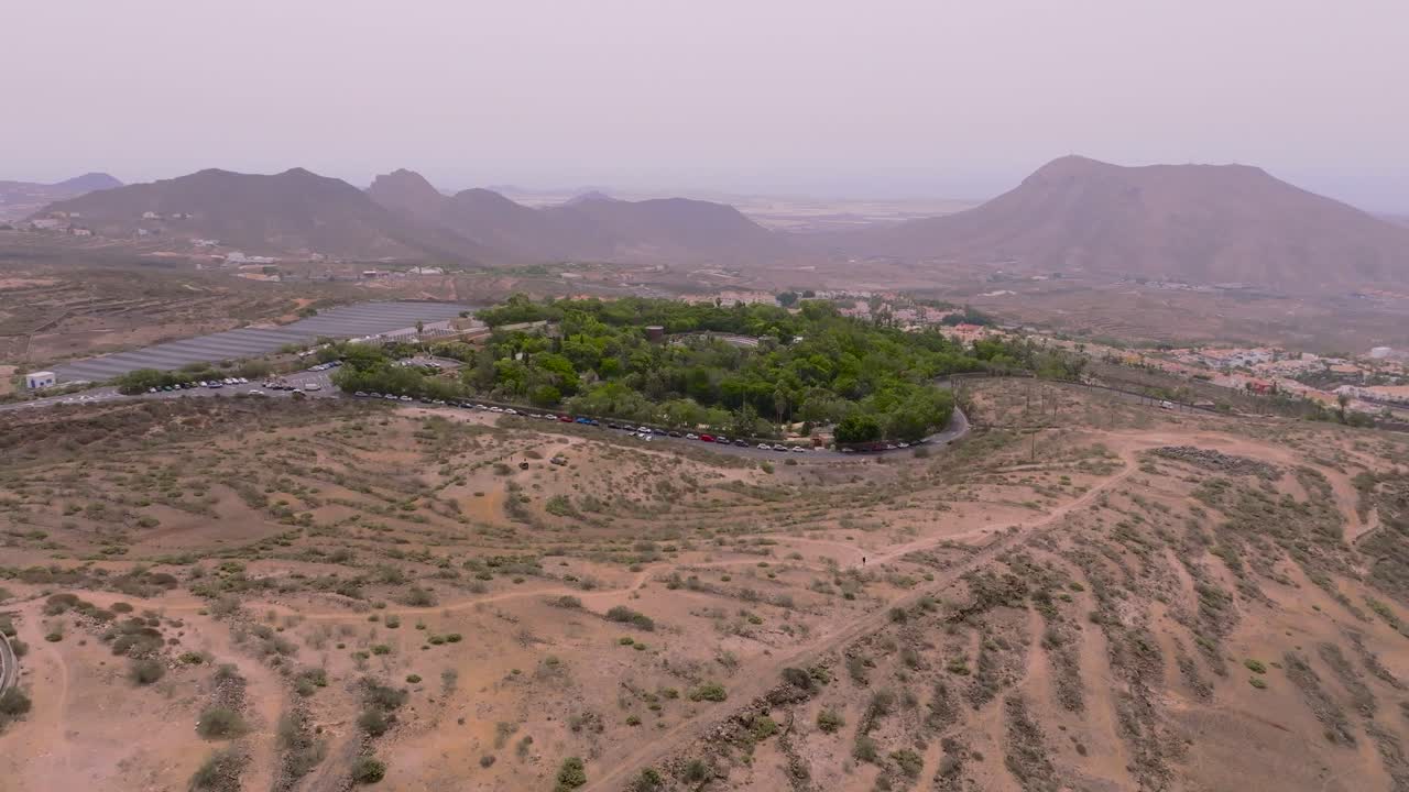 Scenic view of Las Aguilas Park, Tenerife under Calima's hazy condition