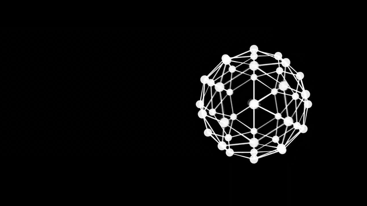 연결된 점의 지구의 디지털 애니메이션과 검은 바탕의 화살표 아이콘에 성공 텍스트