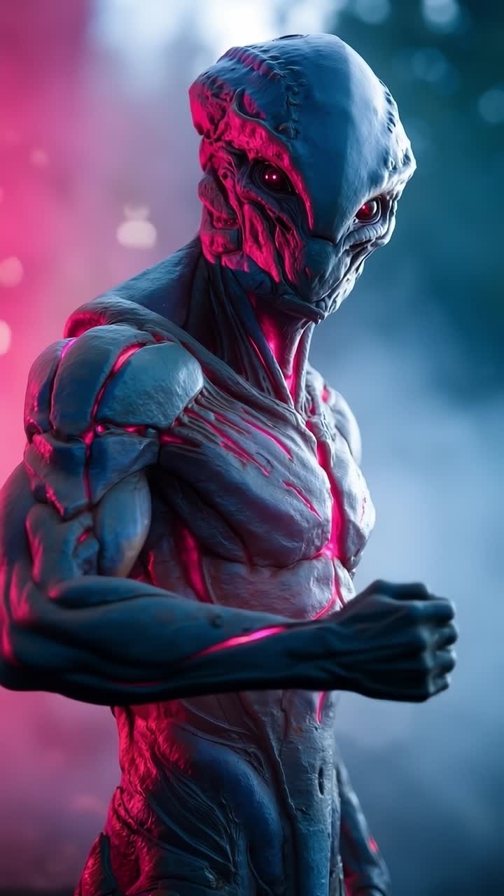 A close up of a statue of a man with red eyes