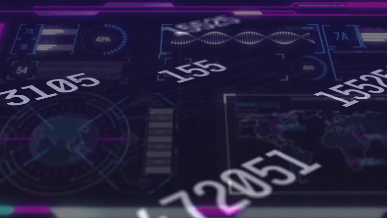 animación del procesamiento de datos sobre un fondo negro