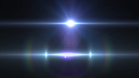 animation of two blue glowing lights over black background