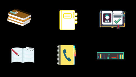 Books-Icons-Set-animation-with-alpha-channel