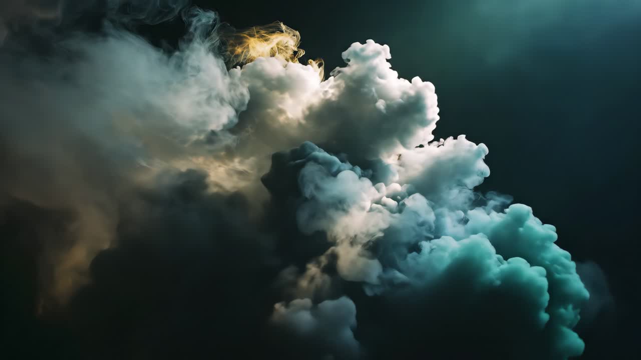 White smoke swirling on dark background