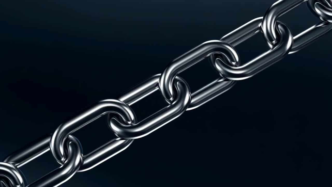 Shiny Metal Chain on Dark Background