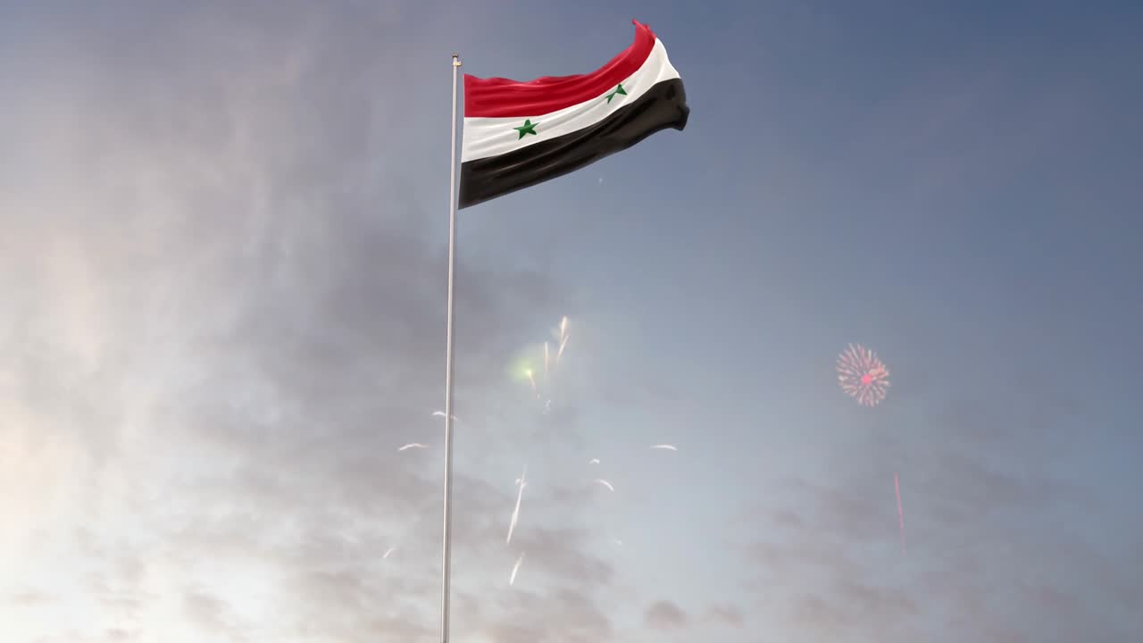 불꽃놀이 배경으로 시리아 발