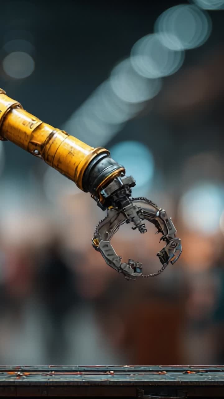 Braccio robotico avanzato in azione: pinza versatile presentata con precisione e innovazione in un centro espositivo, a sottolineare il progresso tecnologico nella robotica