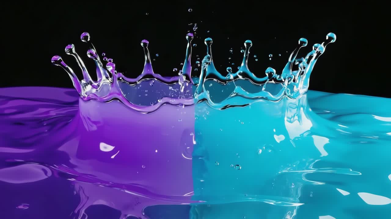 Dynamic Purple and Blue Liquid Splash Crown