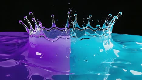 dynamic purple and blue liquid splash crown