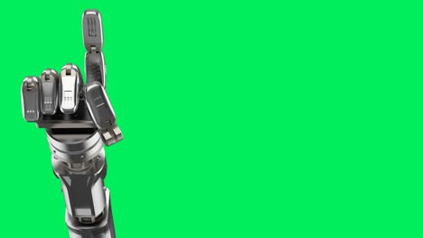 la mano de cyborg señalando en la pantalla verde