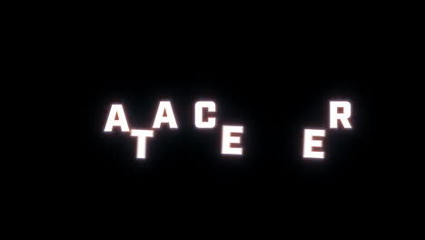 4k text reveal of the word "data centre" on a black background