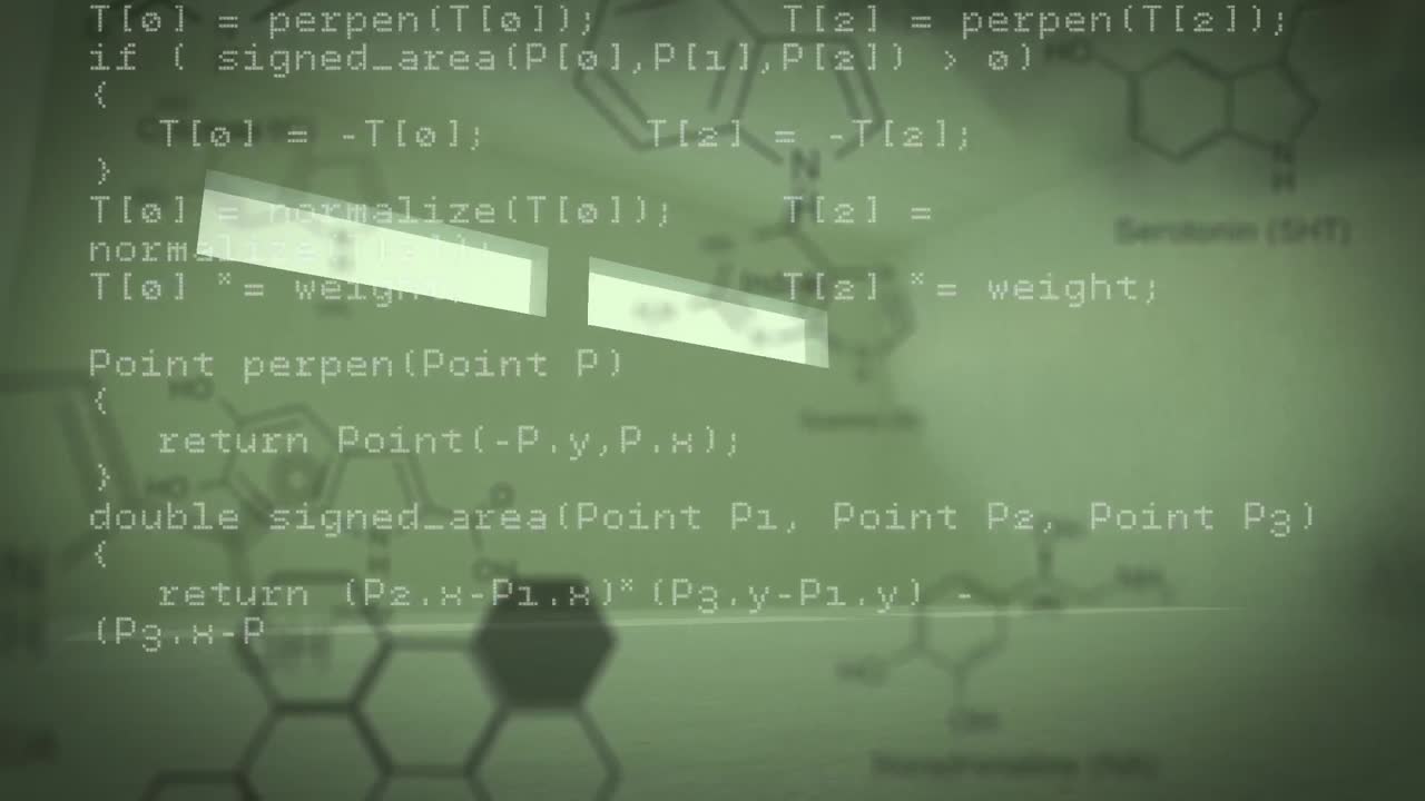 Animation of data processing over green background