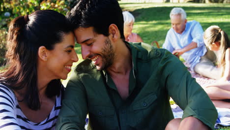 Romantic-couple-sitting-in-park-4k