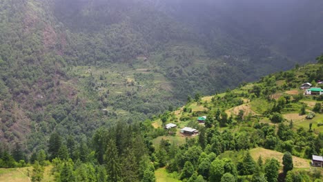 drone shot of a small village in sainj valley in himachal pradesh near manali, kasol-5