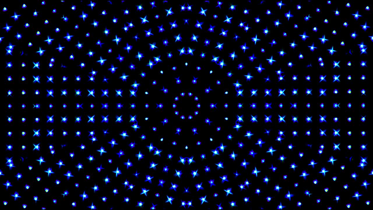 hermoso video abstracto que brilla, luz brillante que arregla movimientos sutiles de colores con puntos azules, fondo negro