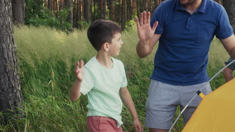 family camping in the nature