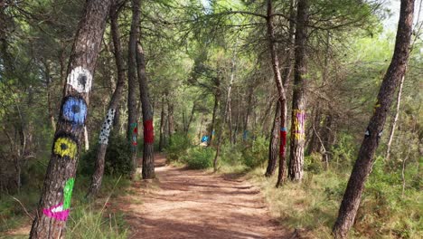 Der-Bemalte-Wald-Von-Torre-Dels-Soldaten,-Avinyo-In-Der-Nähe-Von-Barcelona,-Spanien