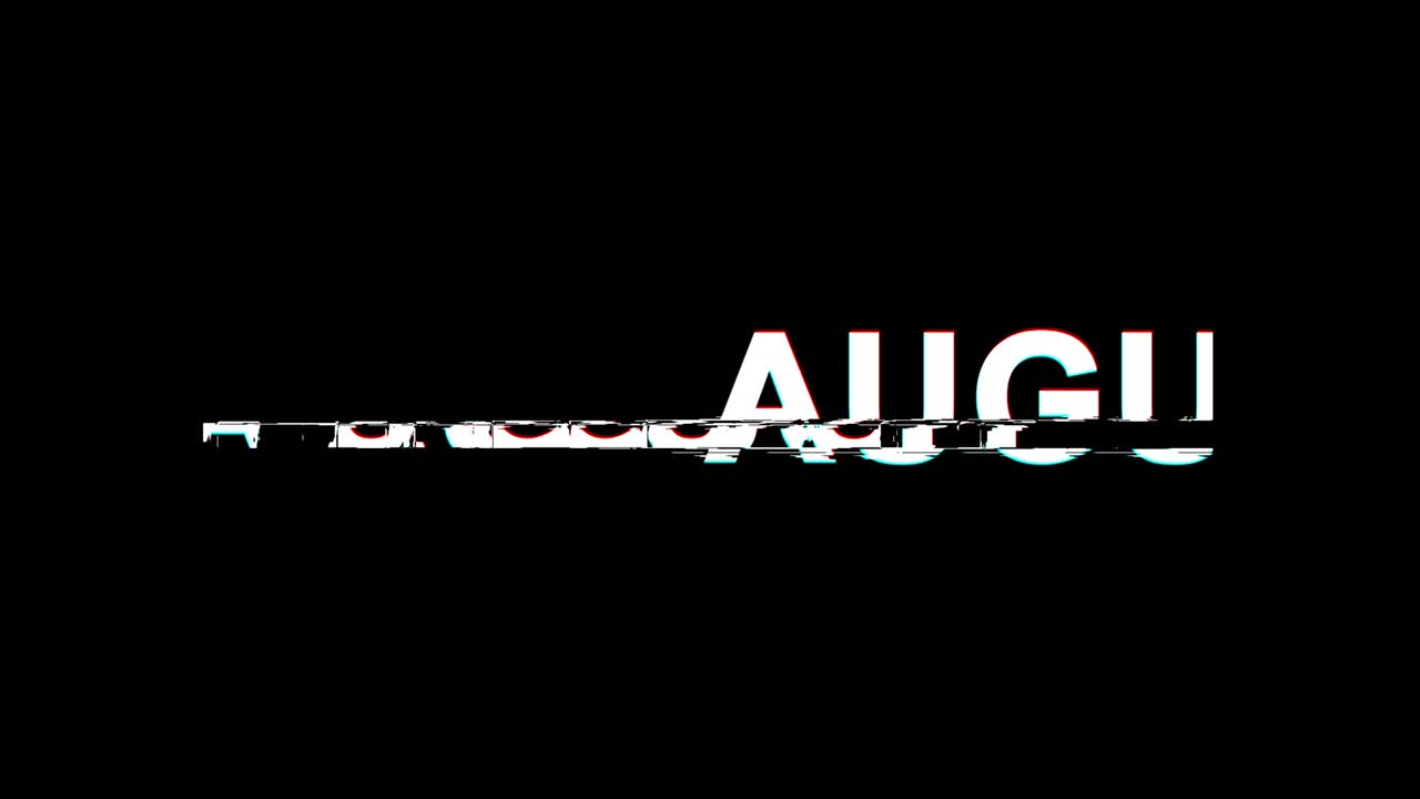 efecto de fallo de agosto texto distorsión de televisión digital animación en bucle 4k