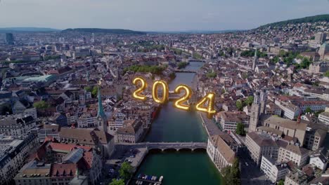 aerial view of the city of zürich, switzerland with an illustration of the 2024 visualization