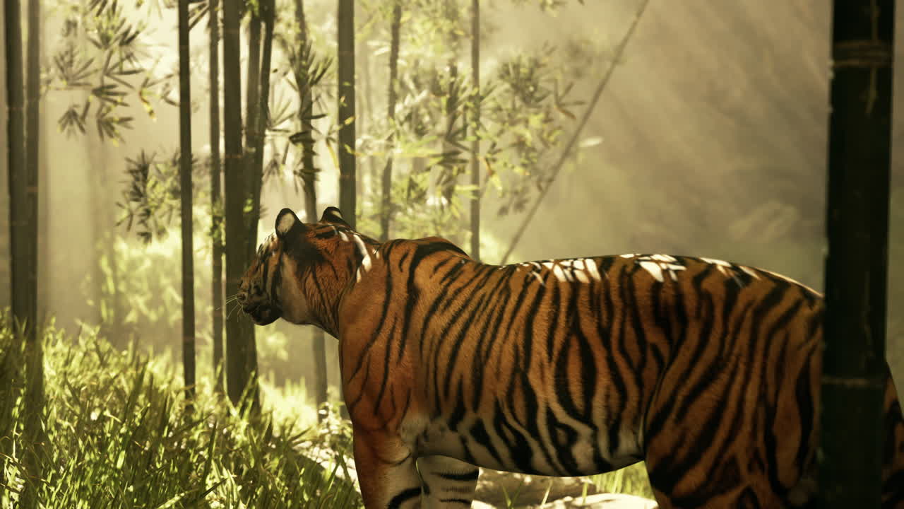 대나무 숲 속 의 웅장 한 호랑이