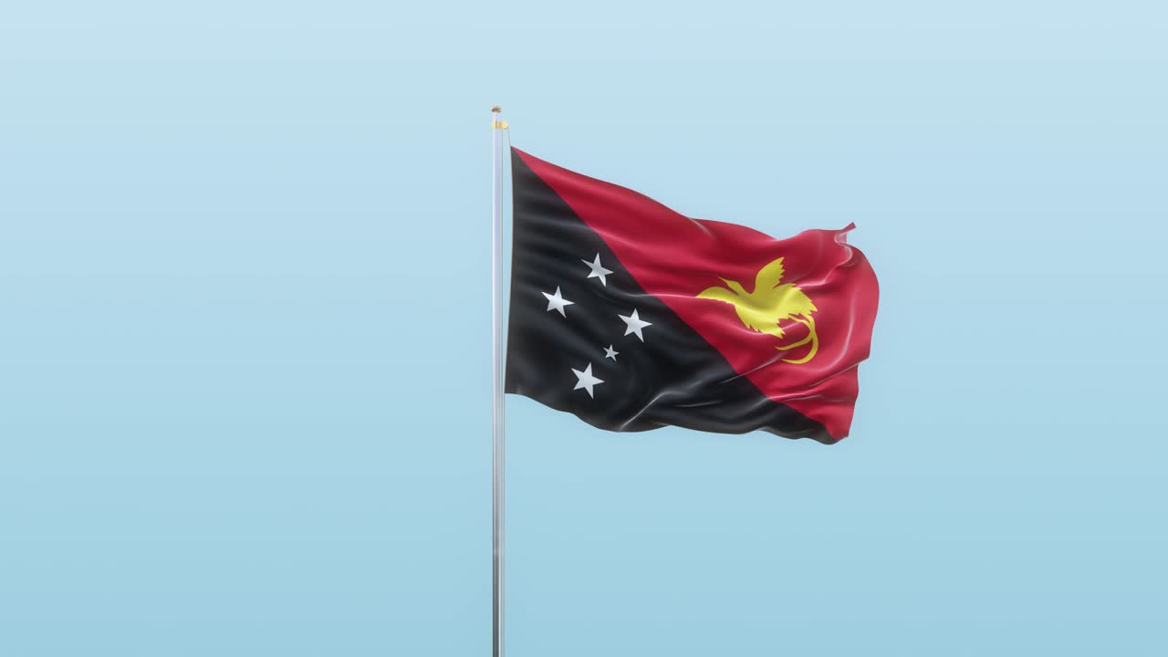 Bendera Papua Nugini Dengan Alfa Dan Latar Belakang Dengan Sudut Gerakan Berbeda