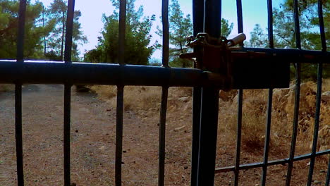 protecting freedom, an outside gate padlocked in the open countryside