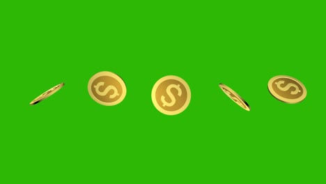 animación de monedas de dólar de oro 3d giratorias. monedas de usd giratorias en pantalla verde. moneda de los estados unidos. sistema de pago global. concepto de éxito empresarial, riqueza. intercambio de dinero digital. canal alfa, 4k