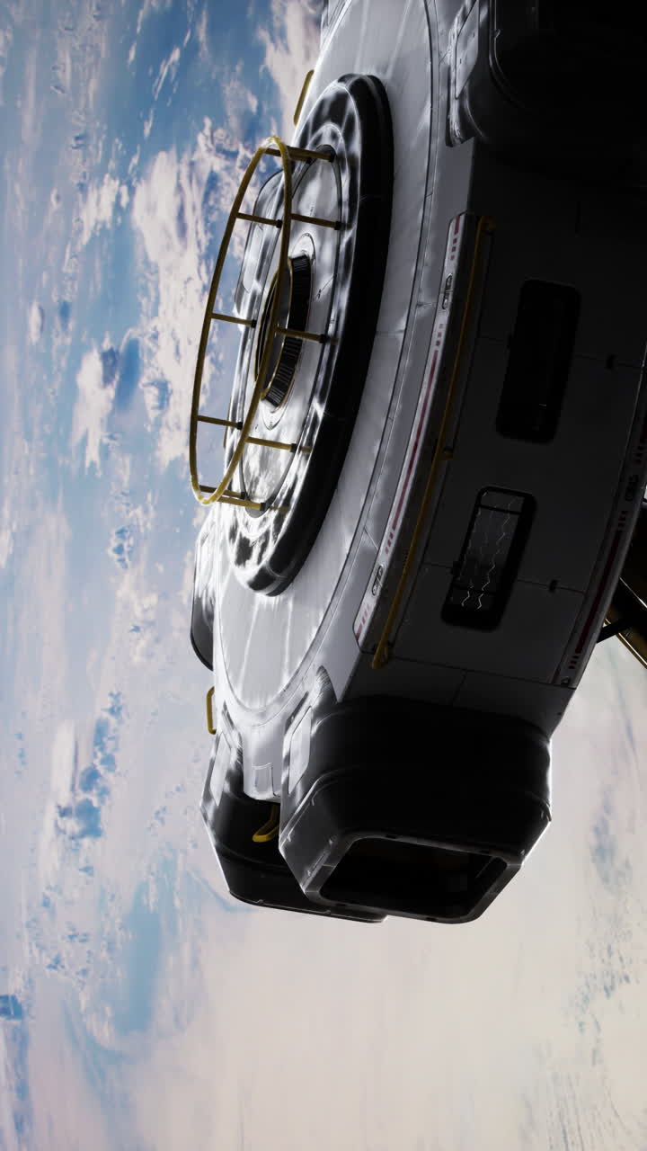 Stazione spaziale futuristica in orbita attorno alla Terra